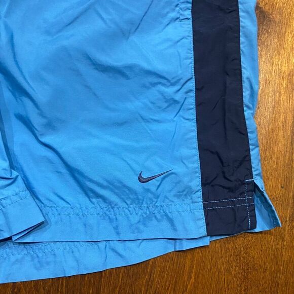 Nike Vintage Baby Blue Navy Swimming Trunks Drawstring Shorts Men's Size Large - Picture 2 of 8
